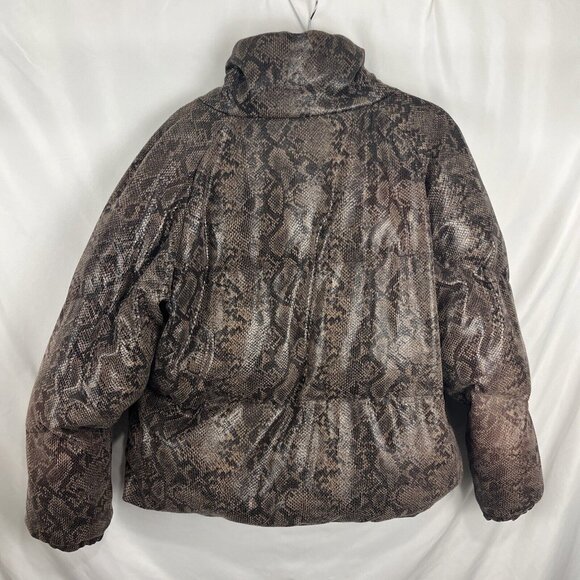 Blank NYC Brown Snakeskin Puffer Jacket Women's Size L - Picture 4 of 11